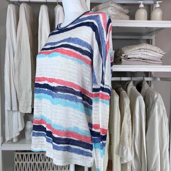 1.4.3. Story by Line Up  striped crew neck sweater. Sz. Med.  Item# 0009 - Picture 1 of 6